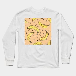 Bananas pattern on tequila sunrise Long Sleeve T-Shirt